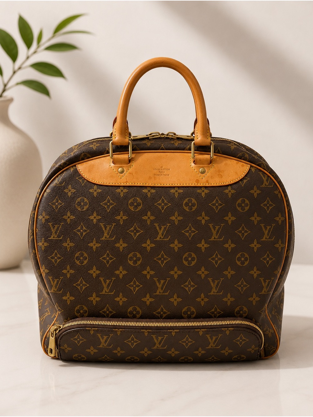 Louis Vuitton Monogram Canvas Dome Satchel with Tan Trim